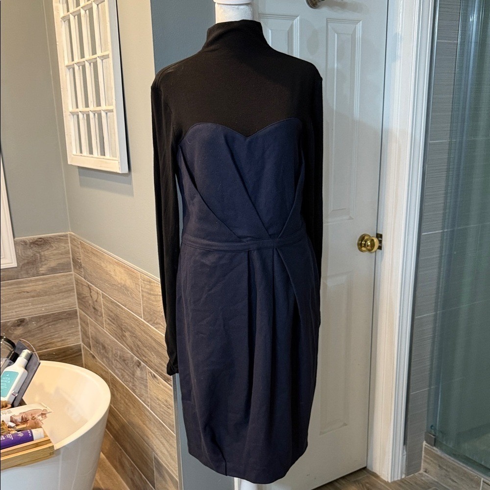 Laviniaturra Made in Italy Two Tone Long Sleeve Wool Sweetheart Dress SZ 12 NWT - Picture 2 of 12
